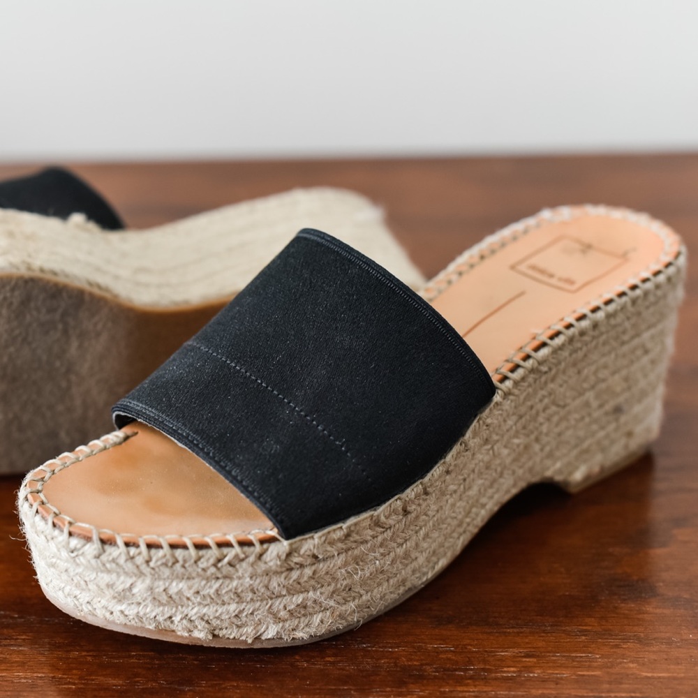 Dolce Vita Lada Black Espadrille Platform Sandals